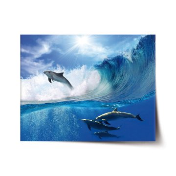 Plakát Delfíny vo vlnách