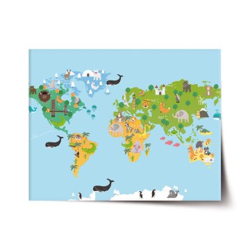 Plakát Zvieracia mapa sveta