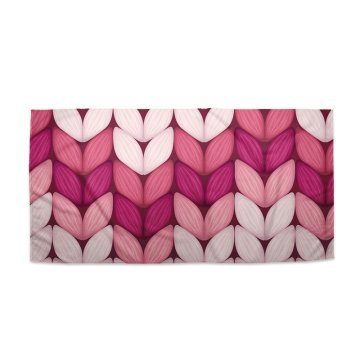 Ručník Tříbarevné růžové pletení
