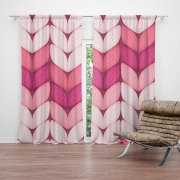 Závěs Tříbarevné růžové pletení: 2ks 150x250cm