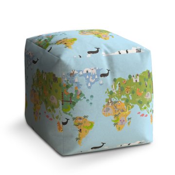 Taburet Zvířecí mapa světa: 40x40x40 cm