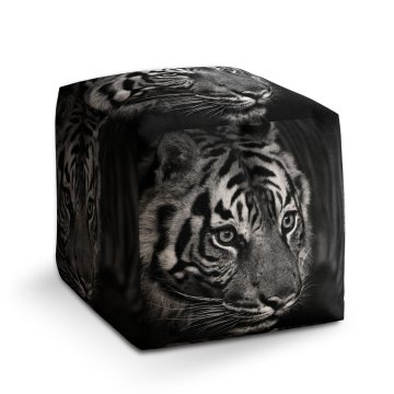 Taburet Černobílý tygr: 40x40x40 cm