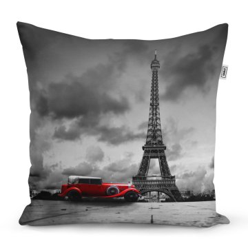 Polštář Eiffelová veža a červené auto