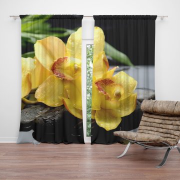 Závěs Žluté orchideje: 2ks 150x250cm