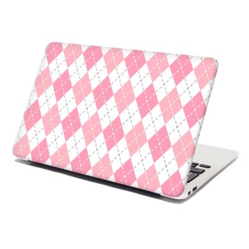 Samolepka na notebook Růžové a bílé kosočtverečky