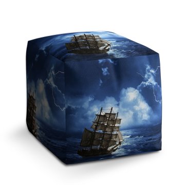 Taburet Loď v bouřce: 40x40x40 cm