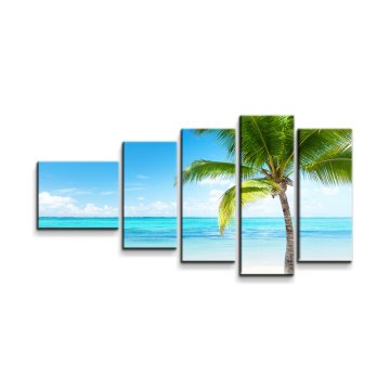 Obraz - 5-dílný Palma na pláži