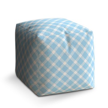 Taburet Modrobílé čtverce: 40x40x40 cm
