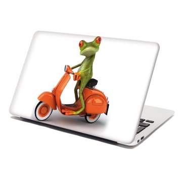 Samolepka na notebook Žaba na motorke