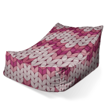 Sedací vak Lounge Tříbarevné růžové pletení