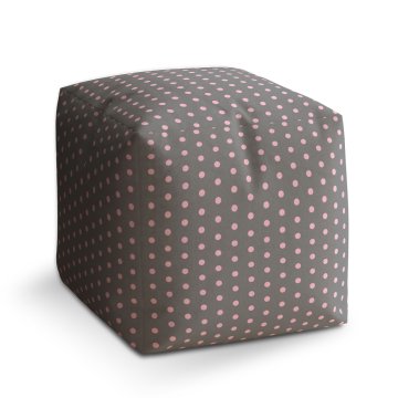 Taburet Růžové puntíky na šedé: 40x40x40 cm