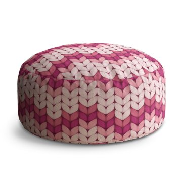 Taburet Tříbarevné růžové pletení: 40x50 cm
