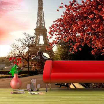Tapeta Eiffelova věž a červený strom