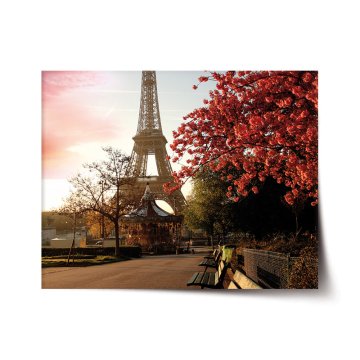 Plakát Eiffelová veža a červený strom