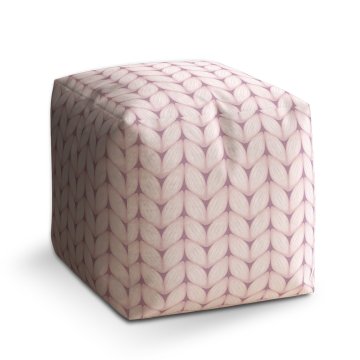 Taburet Bledě růžové pletení: 40x40x40 cm
