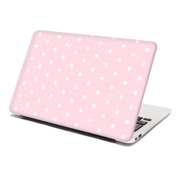 Samolepka na notebook Bílé puntíky na růžové