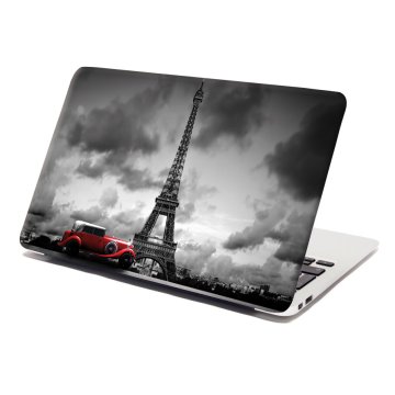 Samolepka na notebook Eiffelová veža a červené auto