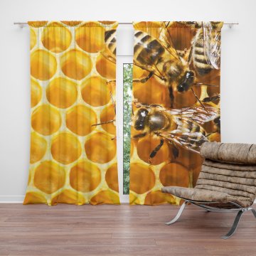 Závěs Včely: 2ks 150x250cm