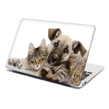 Samolepka na notebook Mačička a šteniatko