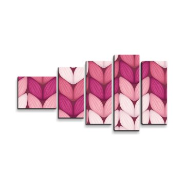 Obraz - 5-dílný Tříbarevné růžové pletení