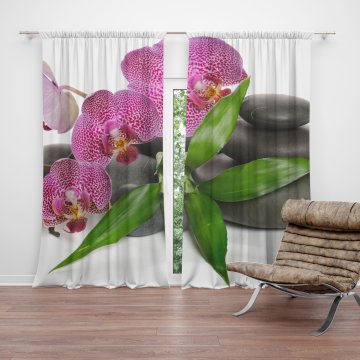 Závěs Orchideje a kameny: 2ks 150x250cm