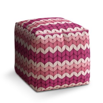 Taburet Střídajíci růžové pletení: 40x40x40 cm