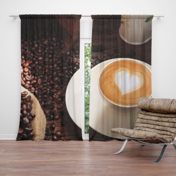 Závěs Káva: 2ks 150x250cm