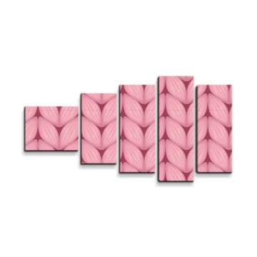 Obraz - 5-dílný Růžové pletení z vlny