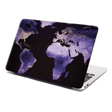Samolepka na notebook Svetelná mapa sveta
