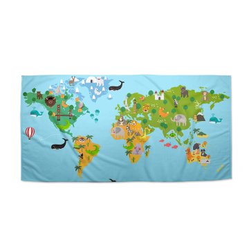 Ručník Zvieracia mapa sveta