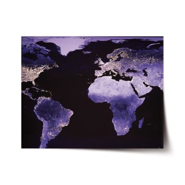Plakát Svetelná mapa sveta